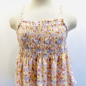 NWT SO Juniors Pullover Terry Cloth Smocked Peplum Floral Shirred Tank Size XL